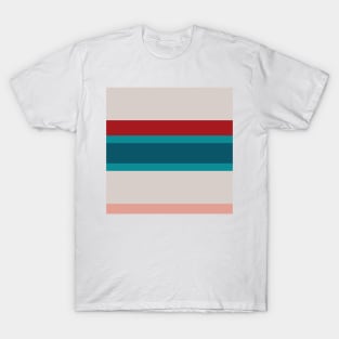 A splendid farrago of Rouge, Blush, Pastel Gray, Dark Cyan and Petrol stripes. T-Shirt